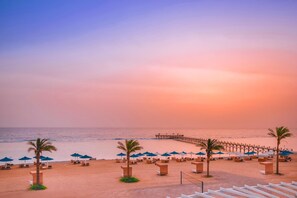 Private beach, sun loungers, beach umbrellas, beach towels