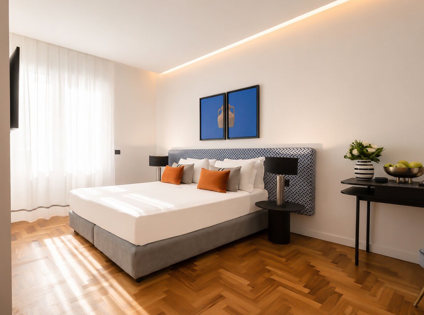 Habitació triple bàsica | Llençols de cotó egipci, roba de llit d'alta qualitat i cobrellits 
