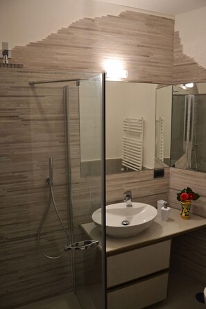 Regadera, secadora de cabello, bidet, toallas 