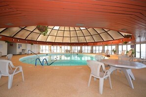 Pool - Comfortable, spacious 2 bedroom oceanfront condo with free WiFi, an indoor pool, and a covered balcony with a wonderful ocean view located uptown just steps to the beach! (Ocean City)