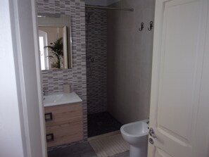Ducha, secador de pelo, bidet, toallas