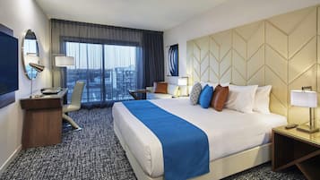 In-room safe, desk, laptop workspace, blackout curtains