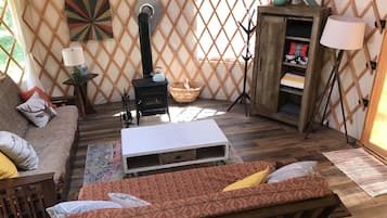 Fireplace, books
