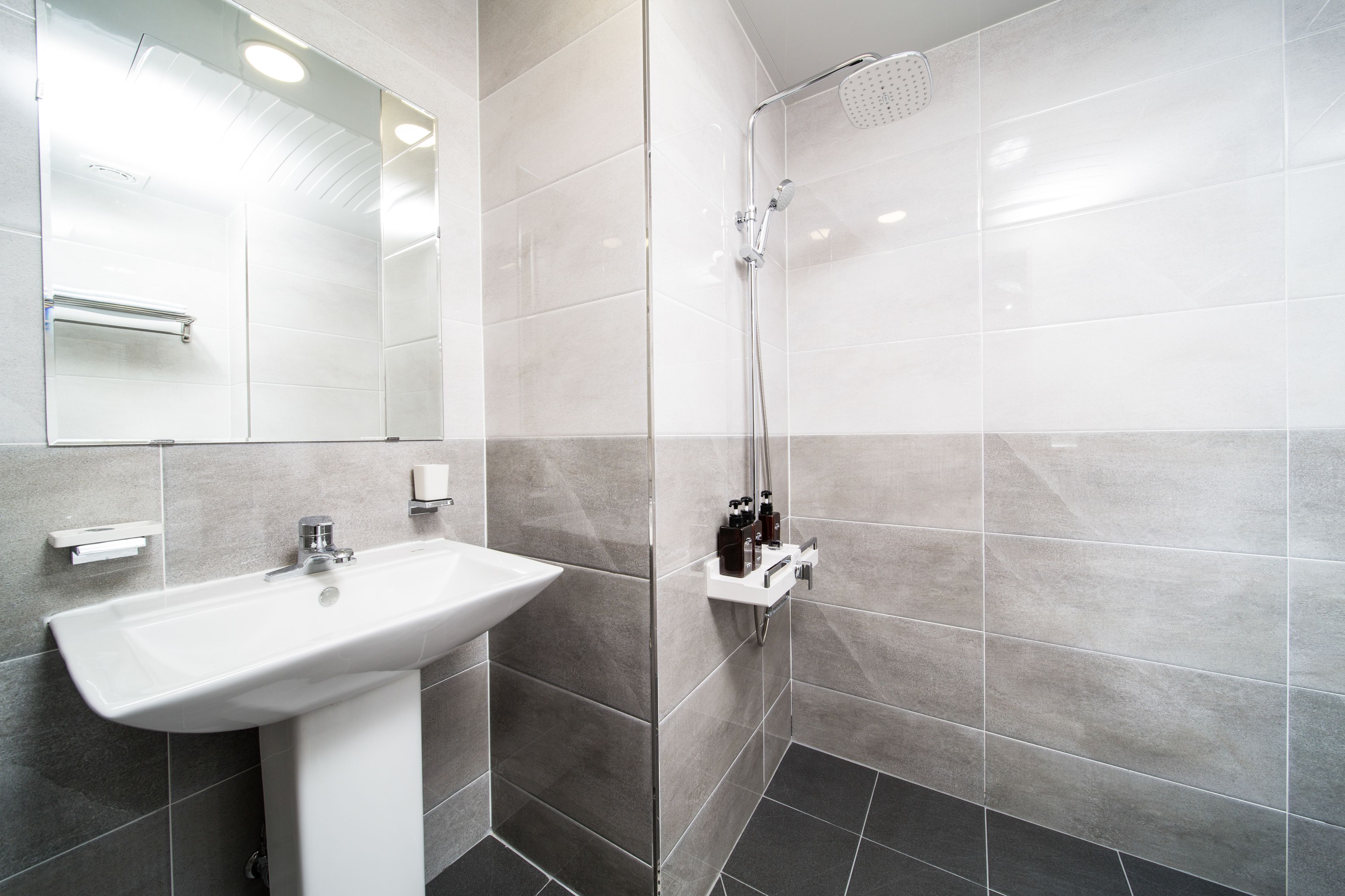 shower, free toiletries, hair dryer, slippers