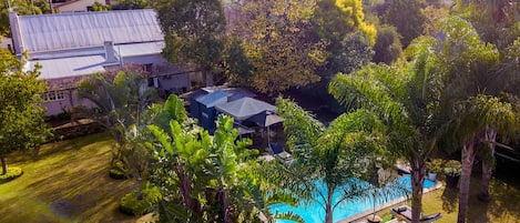 Outdoor pool, sun loungers