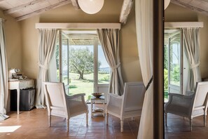 40-inch flat-screen TV with satellite channels, TV