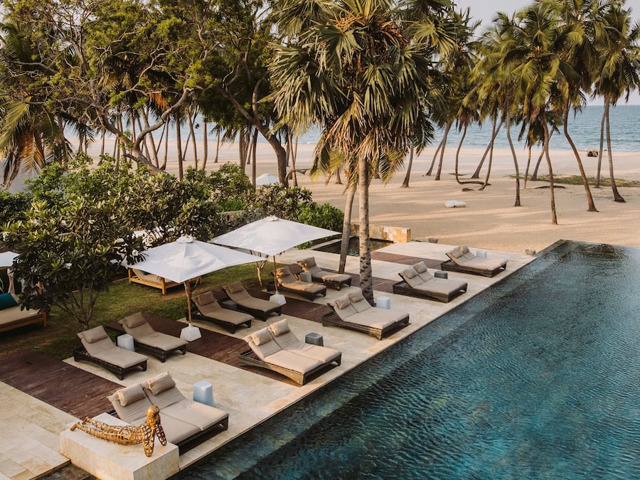 Utsikt mot strand/hav