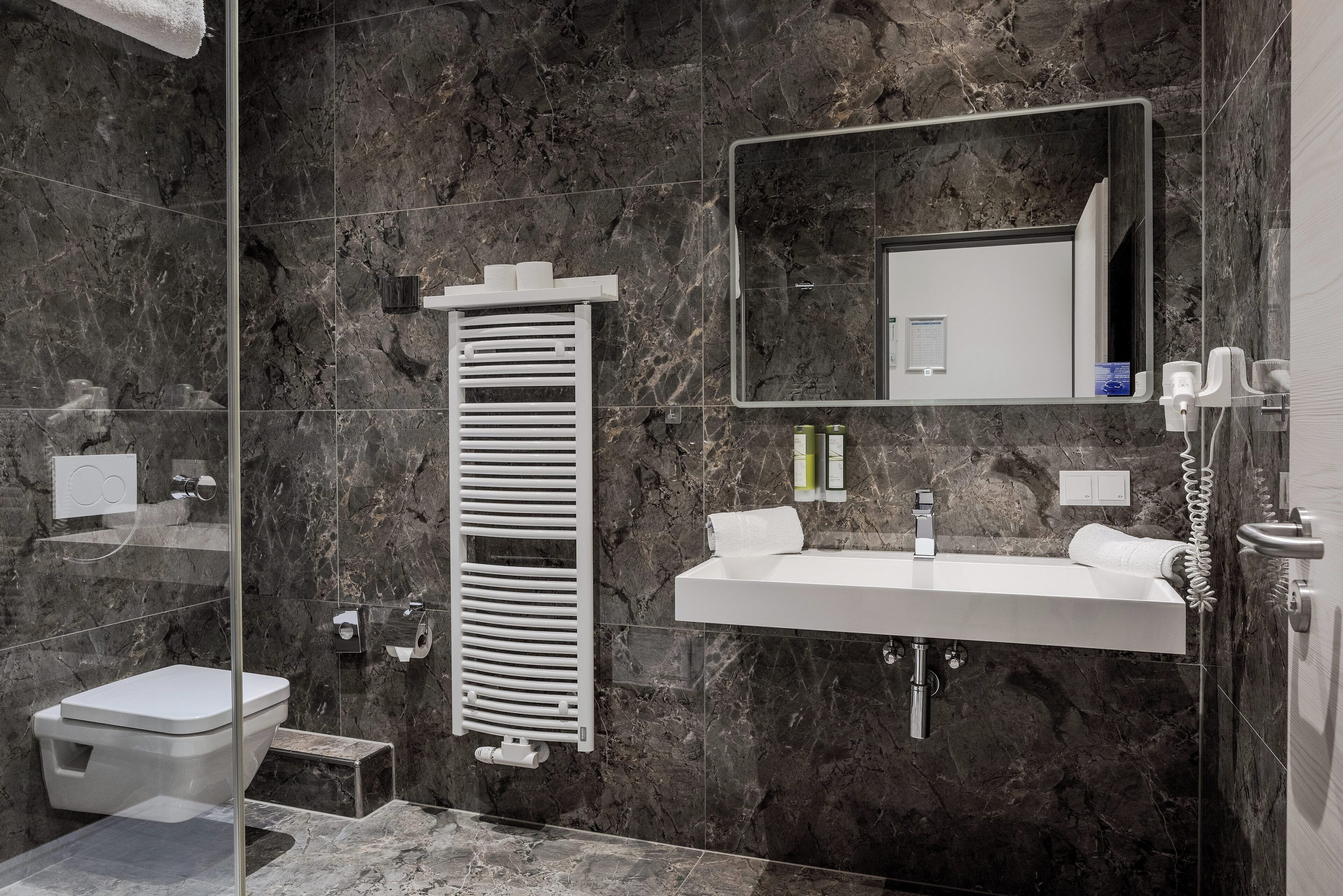 free toiletries, hair dryer, towels, soap