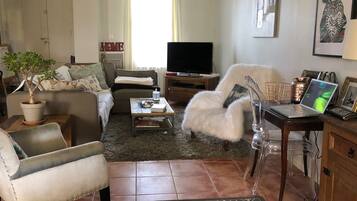 Télévision, lecteur de DVD, livres