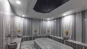 Sauna, steam room, hot springs, 5 treatment rooms, massages