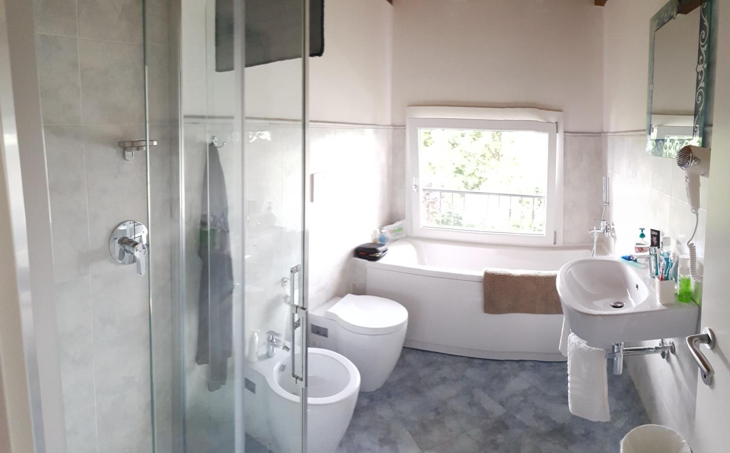 Free toiletries, hair dryer, bathrobes, slippers