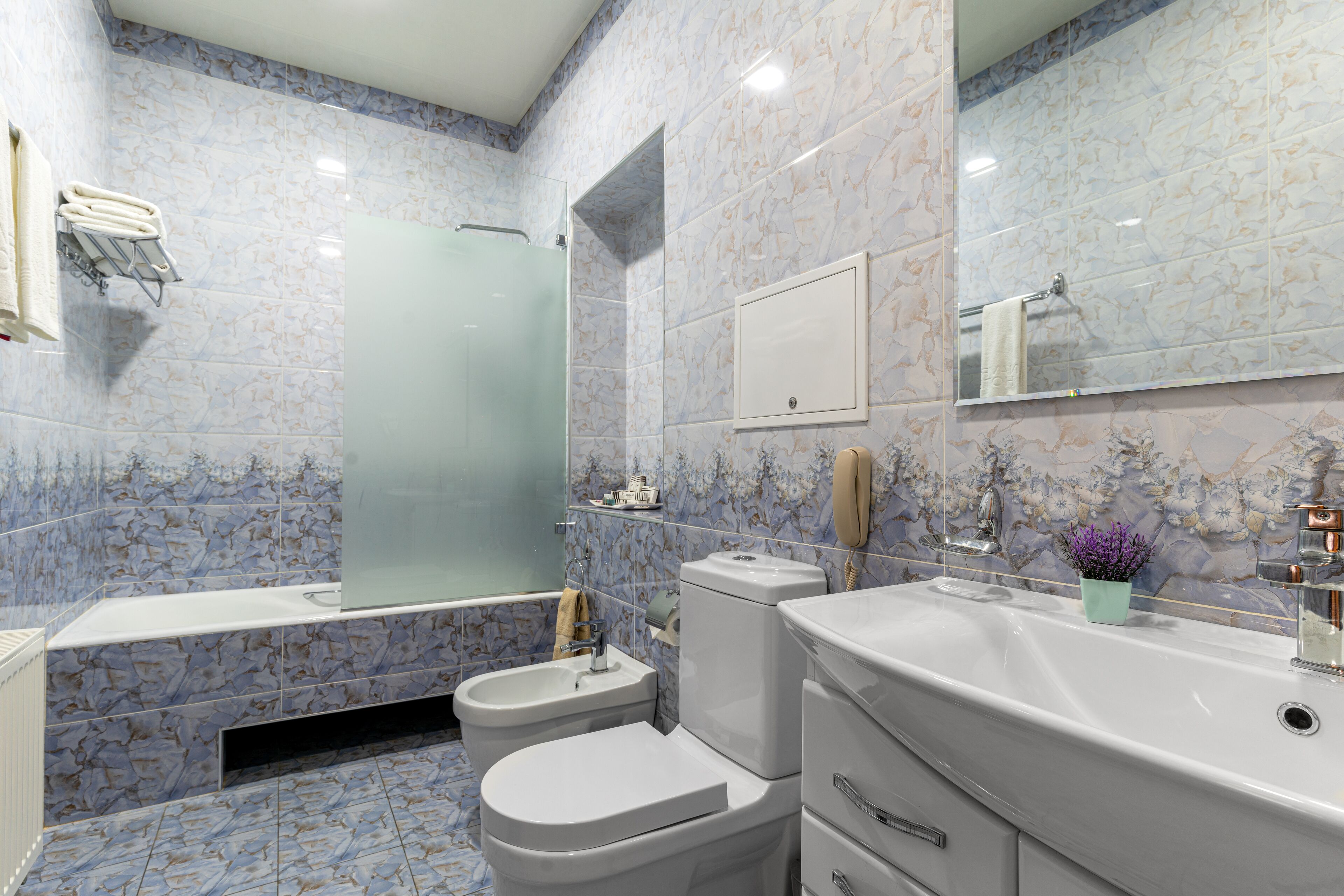 suite, 1 king bed with sofa bed, non smoking | bathroom | free toiletries, hair dryer, towels