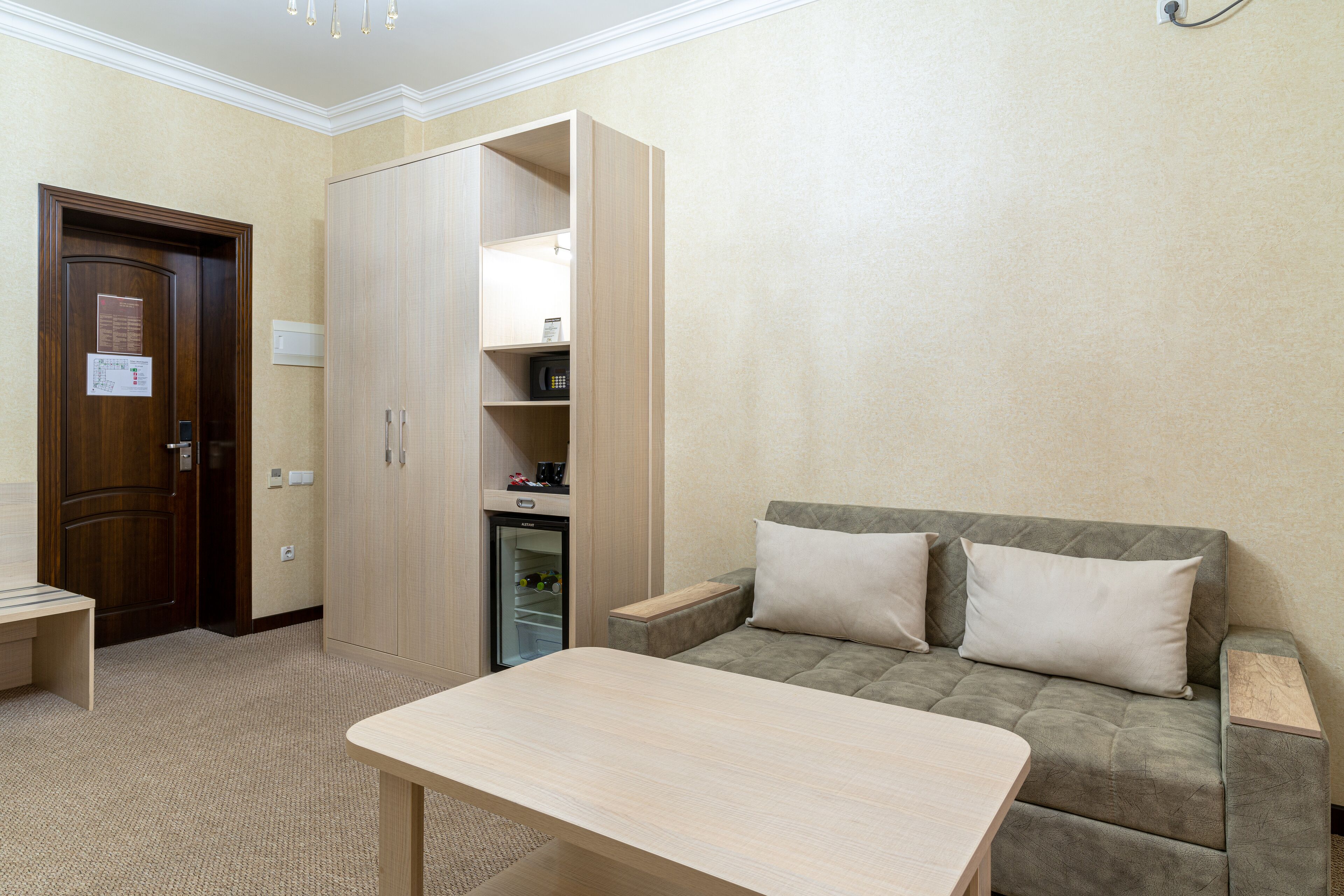 suite, 1 king bed with sofa bed, non smoking | living area | tv