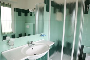 Shower, free toiletries, hair dryer, bathrobes