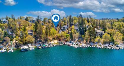 Lake Arrowhead Lakefront Cabin. Sunset views, swim, beach concerts & outlets!