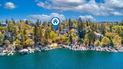 Lake Arrowhead Lakefront Cabin. Sunset views, swim, beach concerts & outlets!