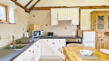 Fridge, microwave, oven, toaster