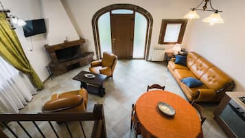 Flachbildfernseher, Kamin, BĂŒcher