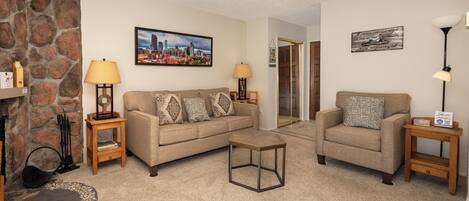 TV, fireplace, DVD player