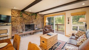 TV, fireplace