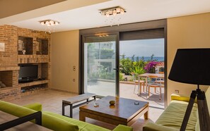 Een televisie, een open haard, een dvd-speler en boeken