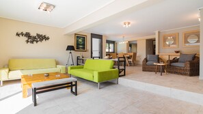 Een televisie, een open haard, een dvd-speler en boeken