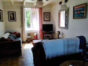 TV, DVD player, books