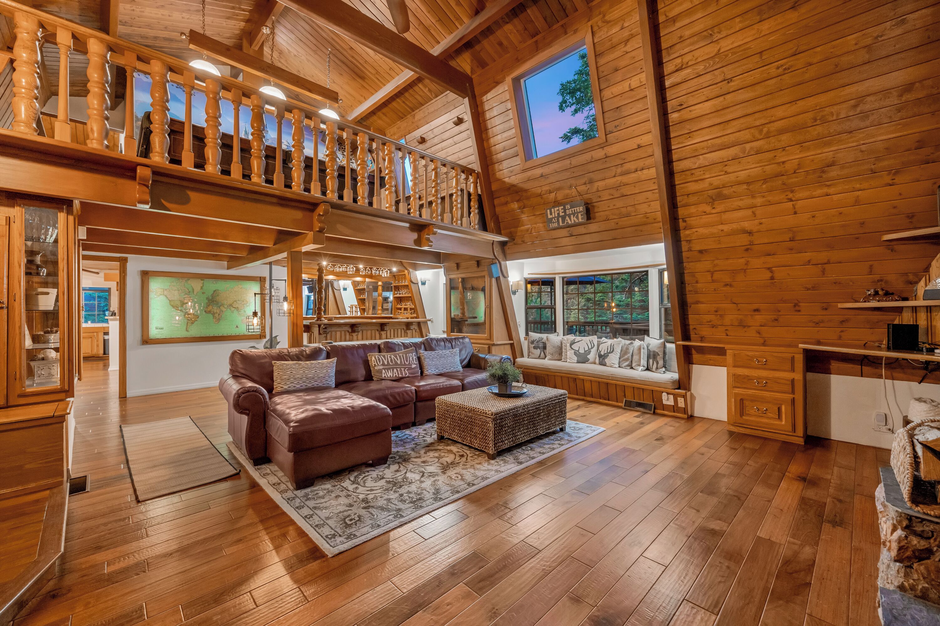 Smart TV, fireplace, DVD player, foosball