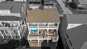 A two-story building with a flat roof, multiple balconies, and a pool area. - Changes in Latitudes: 2nd Row Gulf Views / 4BR, Sleeps 14 (Crystal Beach)