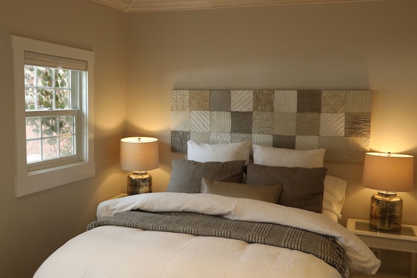 Bedroom fan moves mountain air.