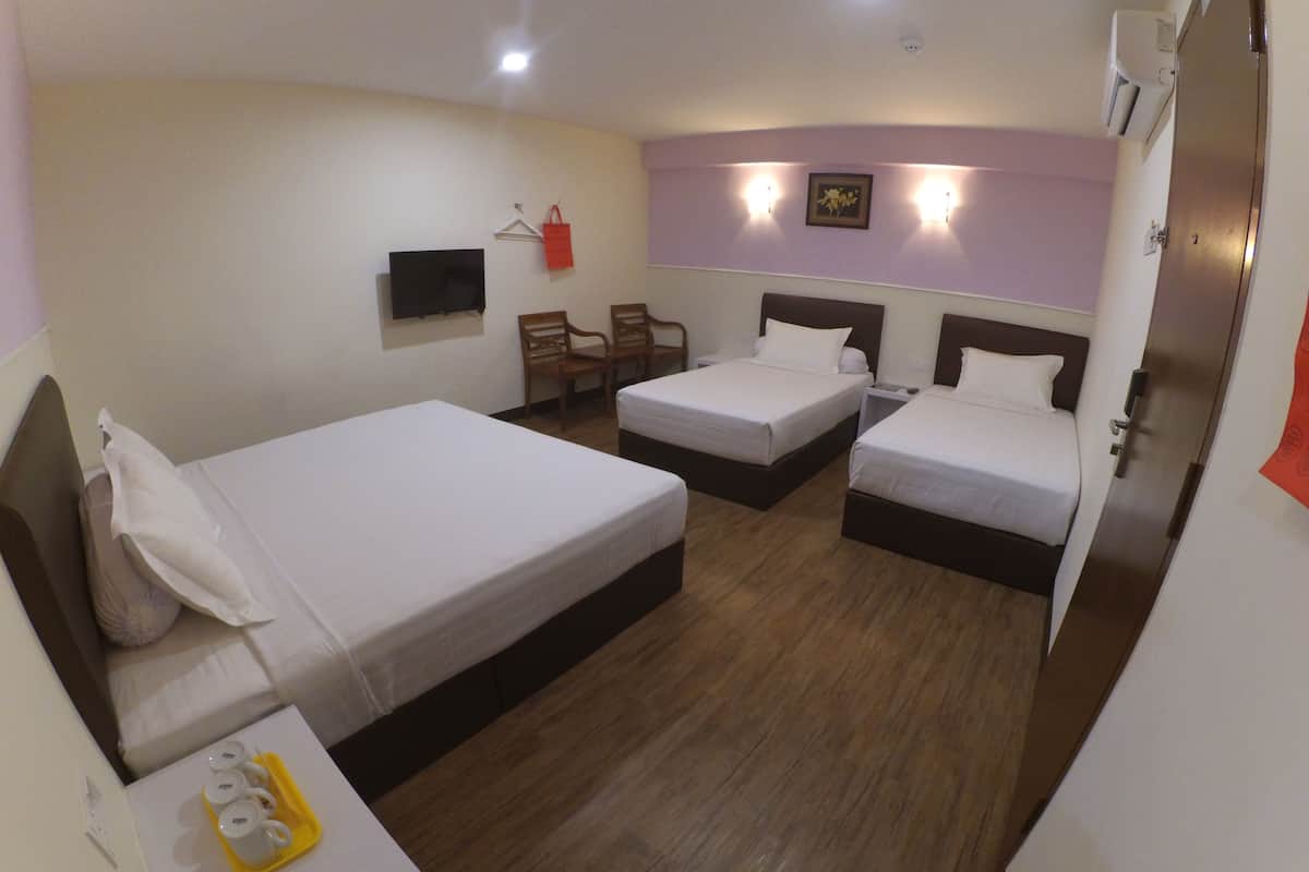 Blackout curtains, iron/ironing board, free WiFi, bed sheets
