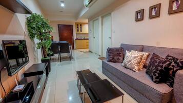 Apartment, 1 Bedroom | Living area | LCD TV