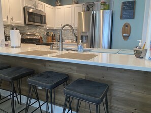 Fridge, microwave, oven, stovetop - Pleasure Island Paradise - closest rental to the beach you will find (Kure Beach)
