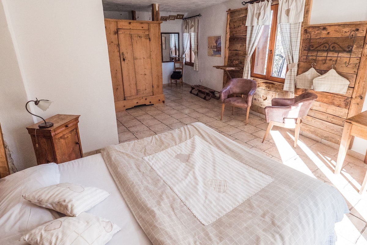Habitación doble, baño privado, vistas a la montaña (La Paillasse)