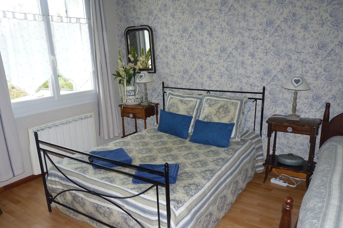Room (Les bleuets) | Blackout curtains, soundproofing, free WiFi, bed sheets