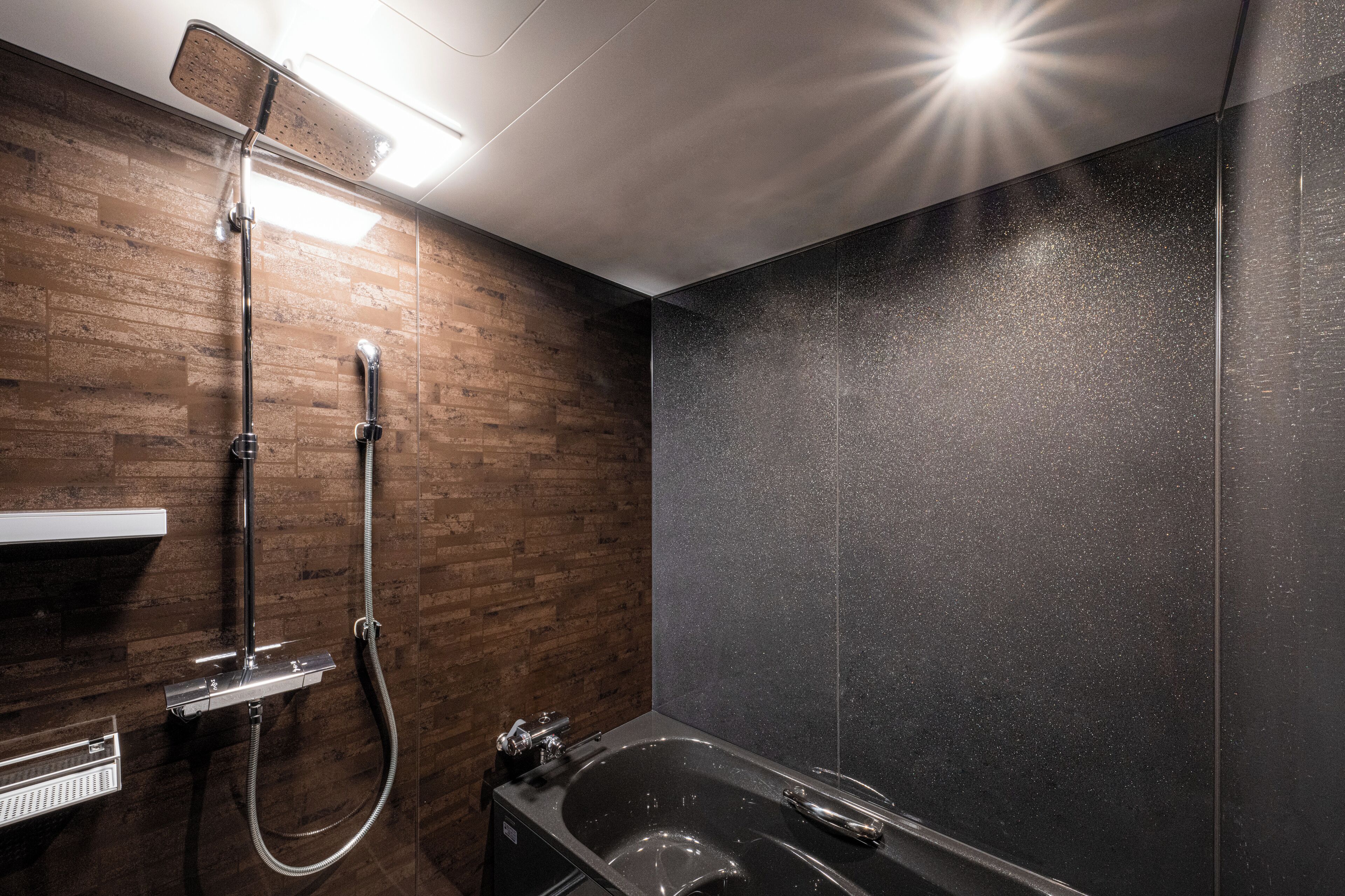 deluxe king room b | bathroom | separate bathtub and shower, deep-soaking bathtub, rainfall showerhead