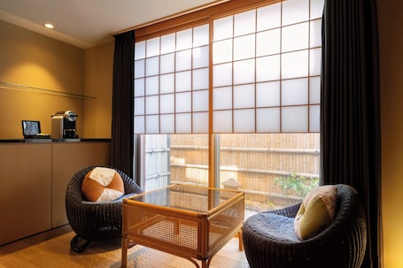 Japanese Western Style Room (Annex) | Premium bedding, down comforters, pillowtop beds, in-room safe. Homm Stay Nagi Arashiyama Kyoto By Banyan Group