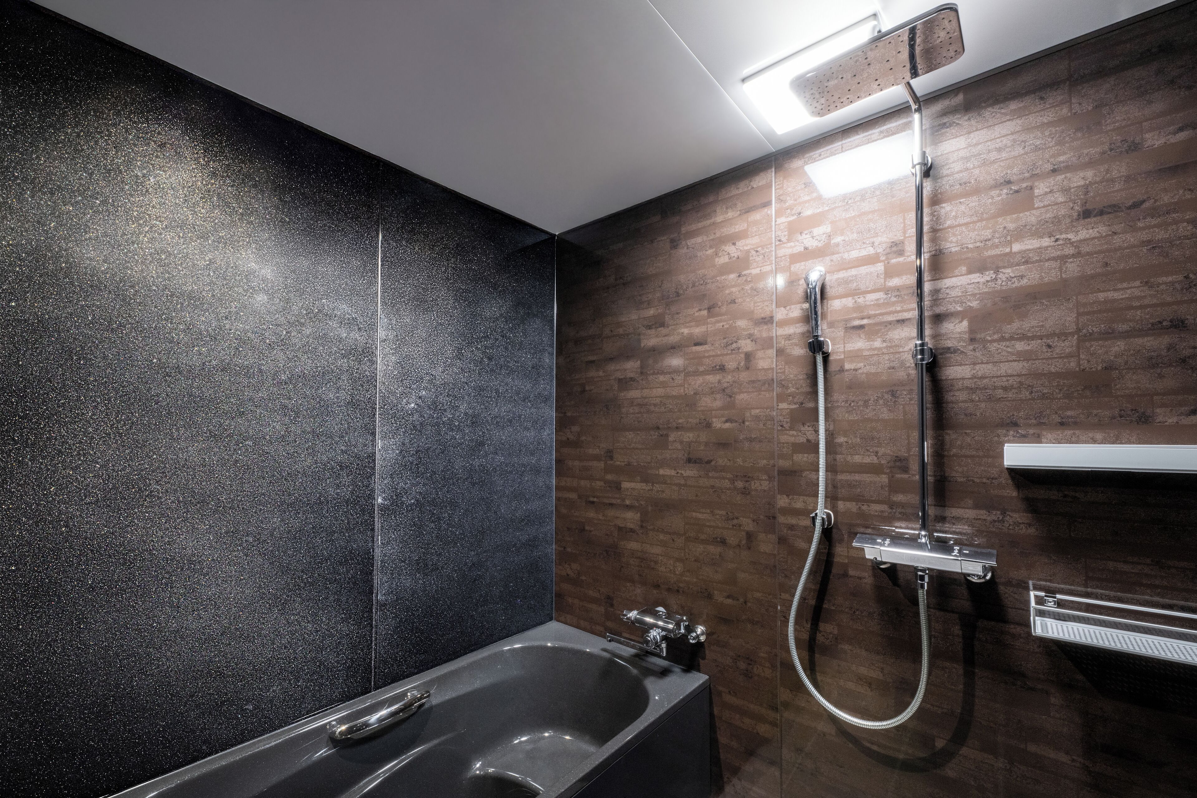 japanese western style room (annex) | bathroom | separate bathtub and shower, deep-soaking bathtub, rainfall showerhead