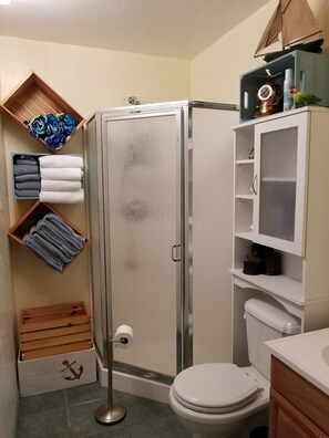 Hair dryer, towels