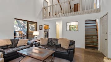 Smart TV, fireplace, DVD player, stereo