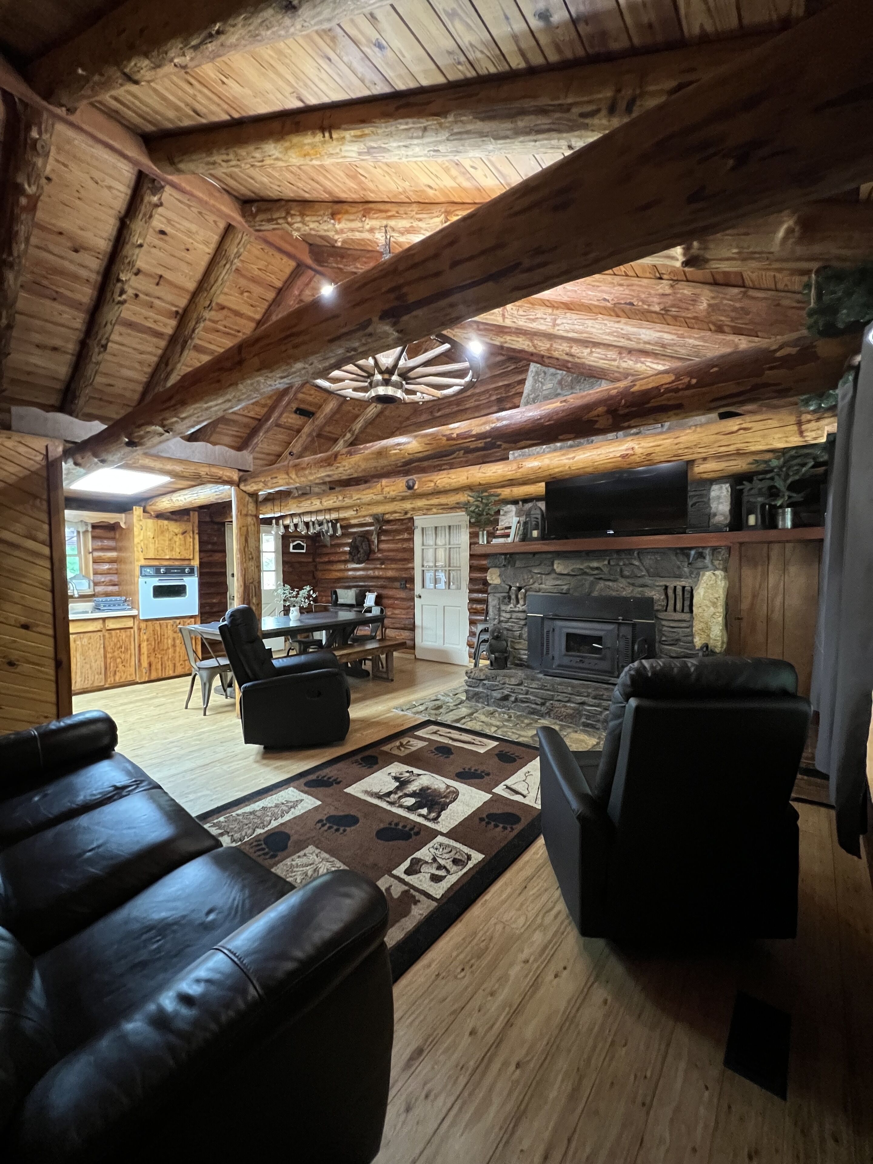 Smart TV, chimenea, reproductor de DVD y libros 