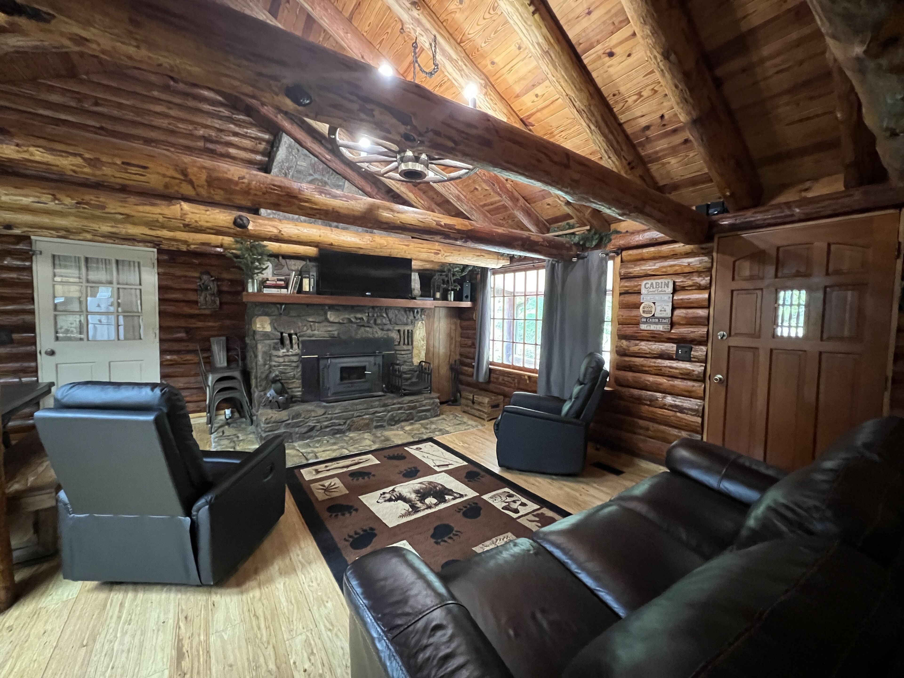 Smart TV, chimenea, reproductor de DVD y libros 