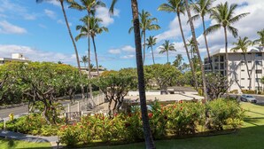 A view of a hotel with palm trees and a well-maintained garden. - GORGEOUS REMODEL-WELL EQUIPPED-MODERN LUXURY-AC THROUGHOUT (Kihei)