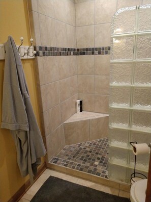 Ensemble douche/baignoire, sèche-cheveux, serviettes fournies, savon
