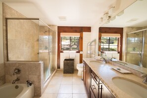 Hair dryer, towels, soap, toilet paper - Time Honored Adobe Home - Sweeping Ocean View. (Carmel)