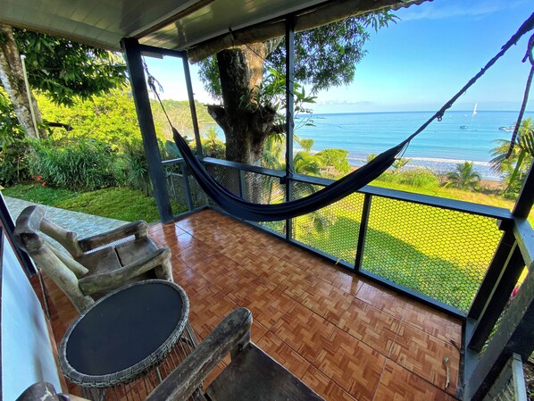 Double Room, 1 Queen Bed, Ocean View, Oceanfront | Terrace/patio - Pacheco Tours & Cabinas (Drake Bay)