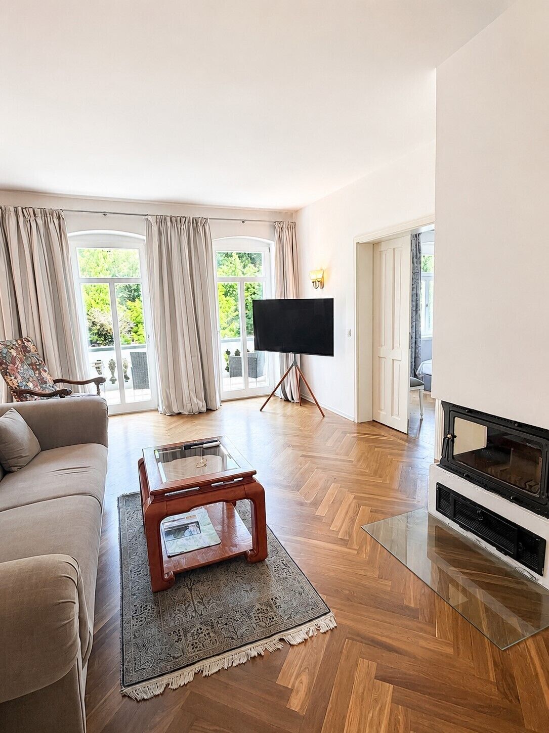 Deluxe Apartment, 3 Bedrooms, Balcony, Park View (incl. final cleaning fee € 80,-) | Kalis bunyi, katil lipat simpan/tambahan, Wi-fi percuma, cadar katil 