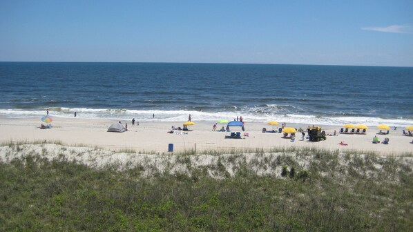 On the beach, beach towels