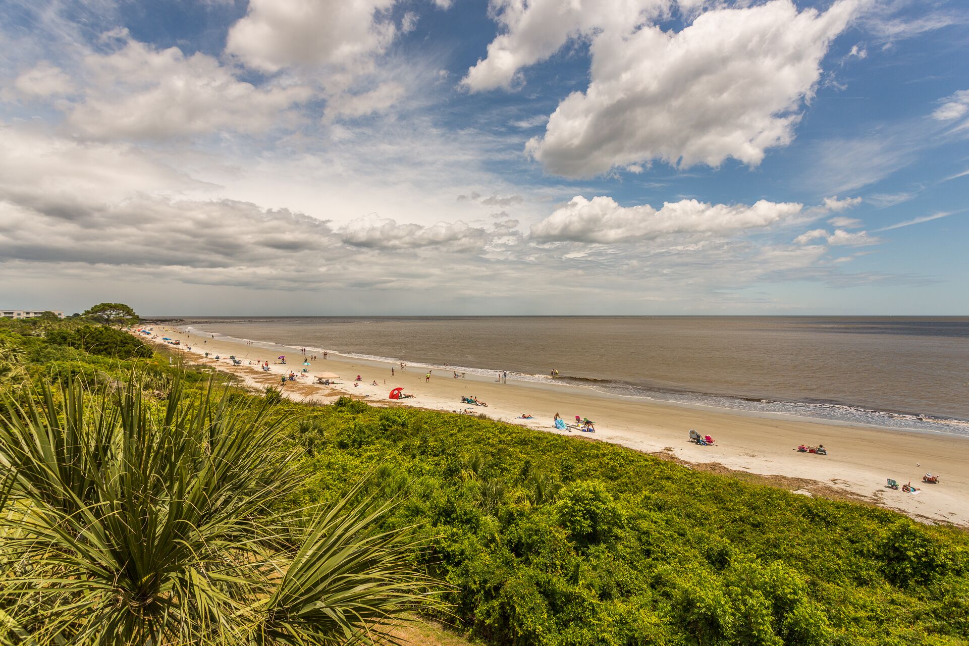 On the beach, sun loungers, beach towels