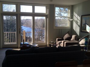 TV, DVD player, video library, stereo